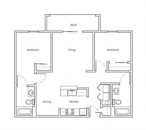 Floor plan for 2 beds, 2 baths, 1168 sqft